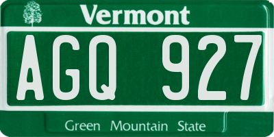 VT license plate AGQ927