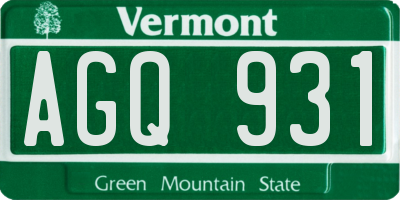 VT license plate AGQ931