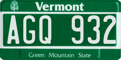 VT license plate AGQ932