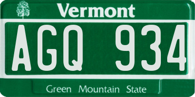 VT license plate AGQ934