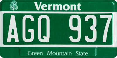VT license plate AGQ937