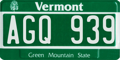 VT license plate AGQ939