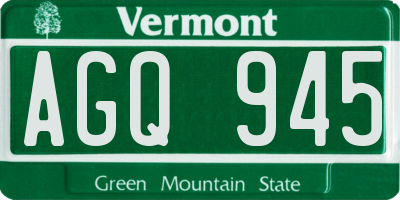 VT license plate AGQ945