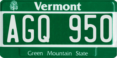 VT license plate AGQ950