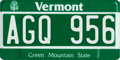 VT license plate AGQ956