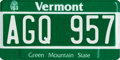 VT license plate AGQ957