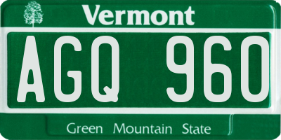VT license plate AGQ960
