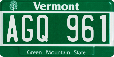 VT license plate AGQ961