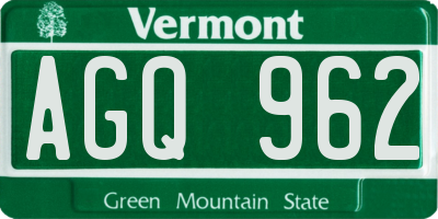 VT license plate AGQ962