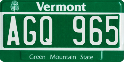 VT license plate AGQ965