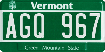 VT license plate AGQ967