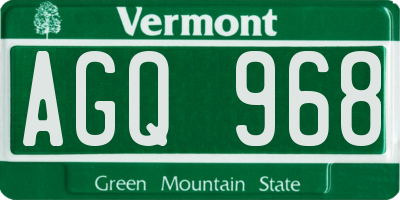 VT license plate AGQ968