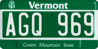 VT license plate AGQ969