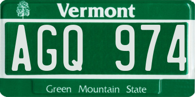 VT license plate AGQ974