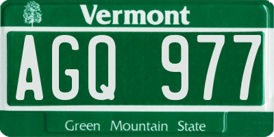 VT license plate AGQ977