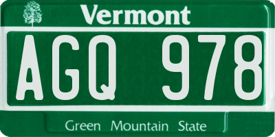VT license plate AGQ978