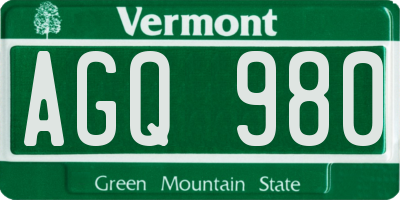 VT license plate AGQ980