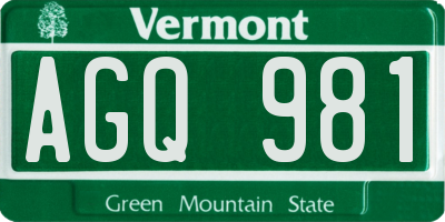 VT license plate AGQ981