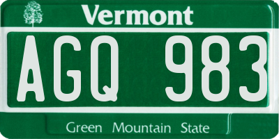VT license plate AGQ983