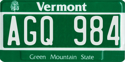 VT license plate AGQ984