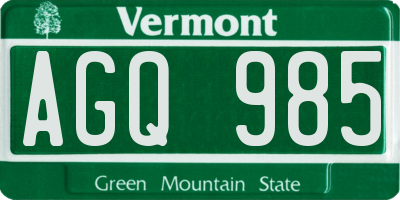 VT license plate AGQ985