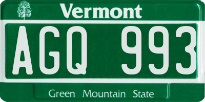 VT license plate AGQ993