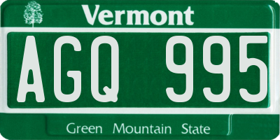 VT license plate AGQ995