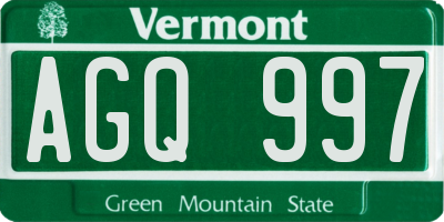 VT license plate AGQ997