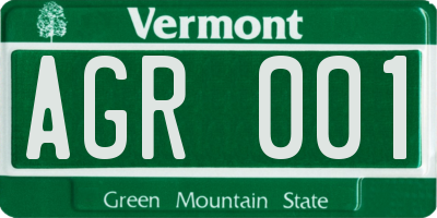 VT license plate AGR001