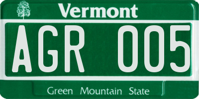VT license plate AGR005