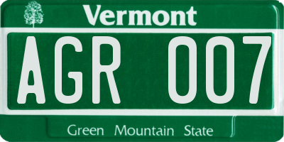 VT license plate AGR007
