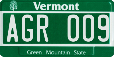 VT license plate AGR009