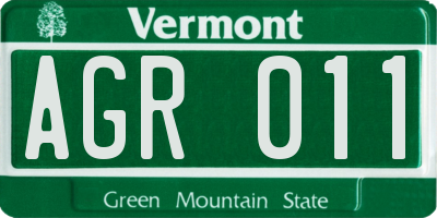 VT license plate AGR011