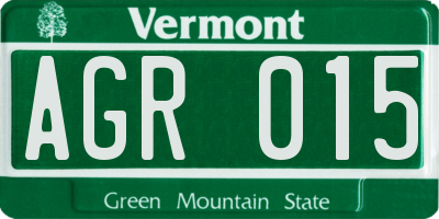 VT license plate AGR015