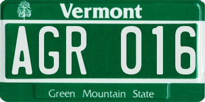 VT license plate AGR016