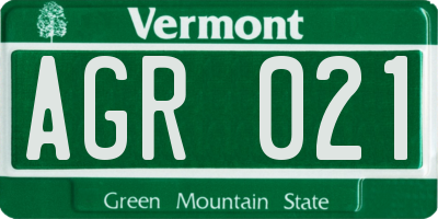 VT license plate AGR021