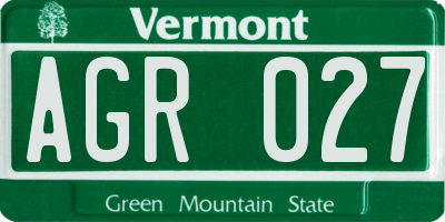 VT license plate AGR027