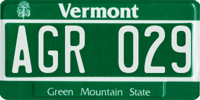 VT license plate AGR029
