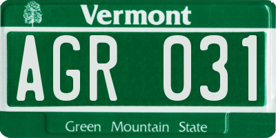 VT license plate AGR031