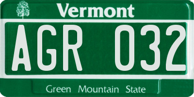 VT license plate AGR032