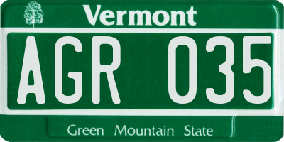 VT license plate AGR035