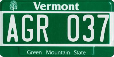 VT license plate AGR037