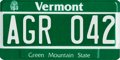 VT license plate AGR042