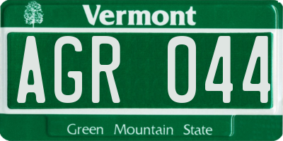 VT license plate AGR044