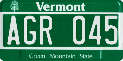 VT license plate AGR045