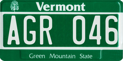 VT license plate AGR046