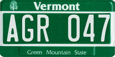 VT license plate AGR047