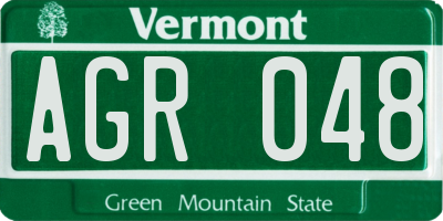VT license plate AGR048