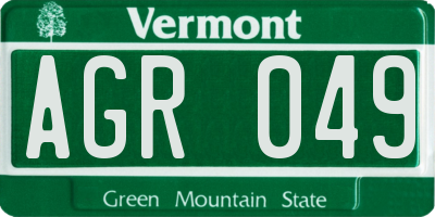 VT license plate AGR049