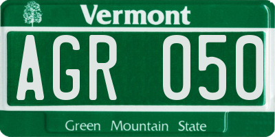 VT license plate AGR050